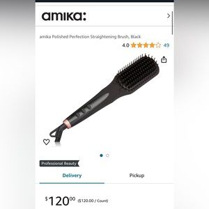 amika Polished Perfection Straightening Brush, Black Condition:new without box